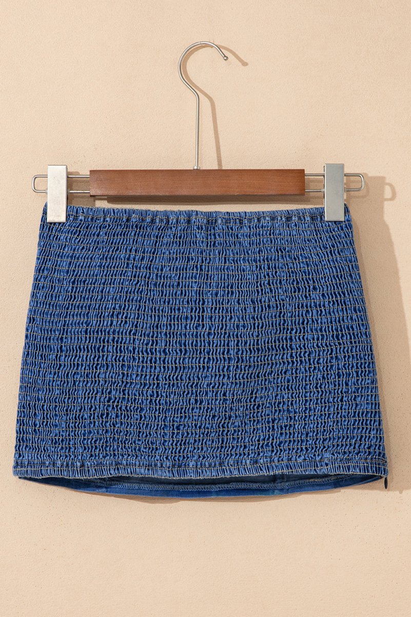 Sail Blue Vintage Bow Front Smocked Back Denim Tube Top - Love Salve